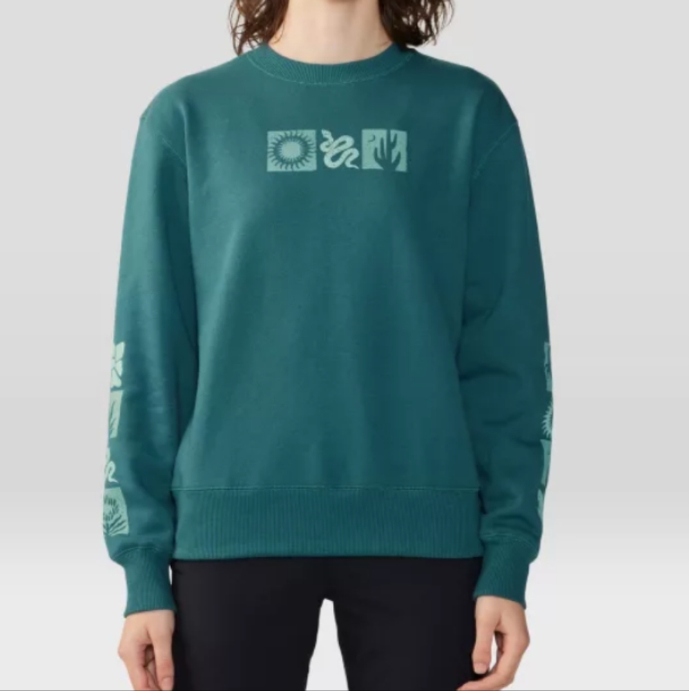 Mountain Hardwear Teal Graphic Crew Neck Sweater (Womens Medium)